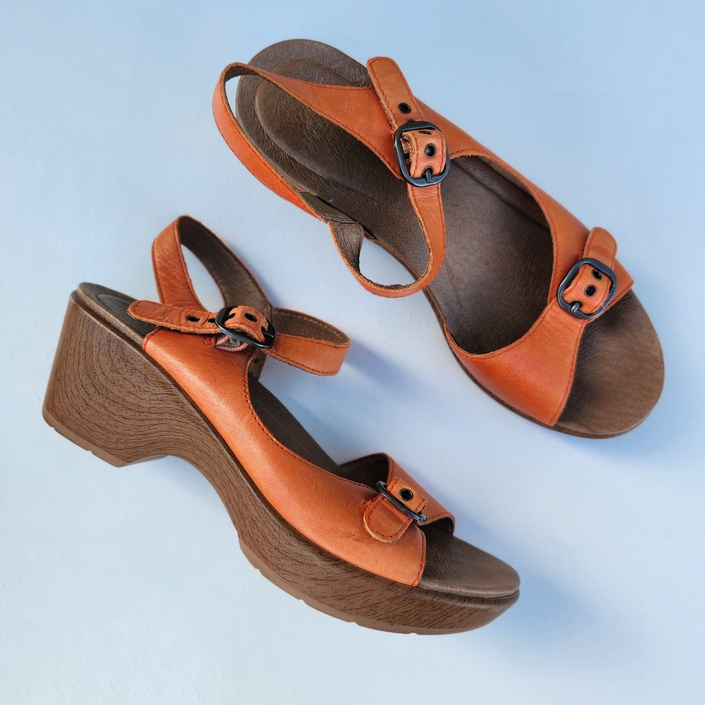 Dansko Joanie Happy Orange Leather Sandals